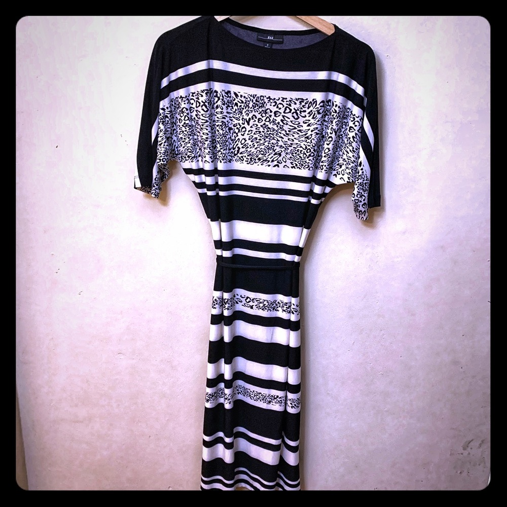 White and black dress.